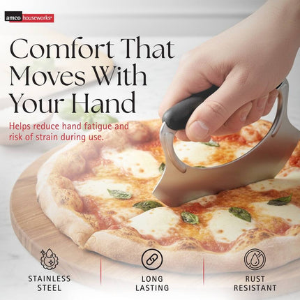 Mezzaluna Knife with Comfortable Silicone Handle – Easy Chopping