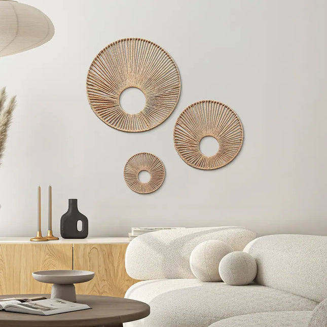 American Art Decor Woven Paper Rope Wall Decor Set of 3 Pieces