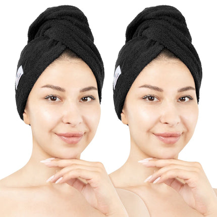 Cotton Hair Drying Turban Towels for Women 100% Turkish Wrap Cap Set