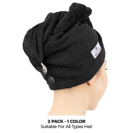Cotton Hair Drying Turban Towels for Women 100% Turkish Wrap Cap Set
