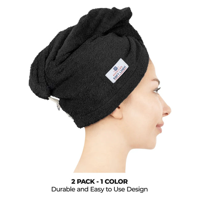 Cotton Hair Drying Turban Towels for Women 100% Turkish Wrap Cap Set