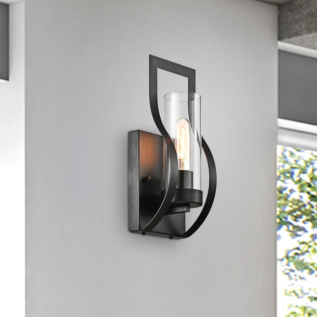 Anastasia 1-Light Wall Sconce with Clear Glass Shade Antique Black Finish