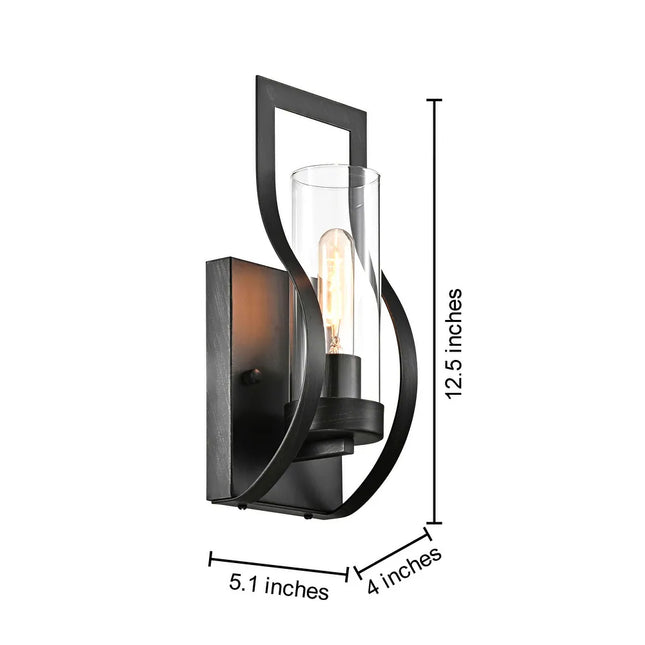 Anastasia 1-Light Wall Sconce with Clear Glass Shade Antique Black Finish