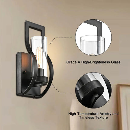 Anastasia 1-Light Wall Sconce with Clear Glass Shade Antique Black Finish