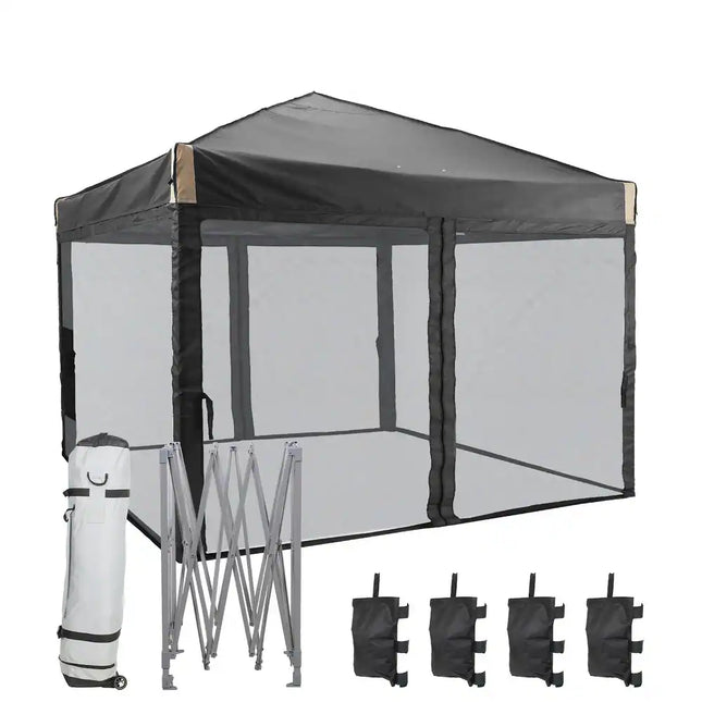 10x10 FT Pop Up Canopy Tent with Netting Portable Outdoor Shade for Camping