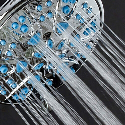 Blue Antimicrobial Shower Head 6 Setting High Pressure Adjustable Spray