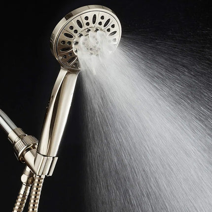 Brushed Nickel High-Pressure Hand Shower – 6 Spray Settings