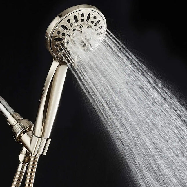 Brushed Nickel High-Pressure Hand Shower – 6 Spray Settings