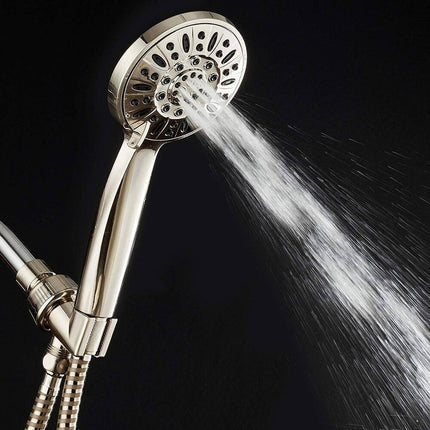 Brushed Nickel High-Pressure Hand Shower – 6 Spray Settings