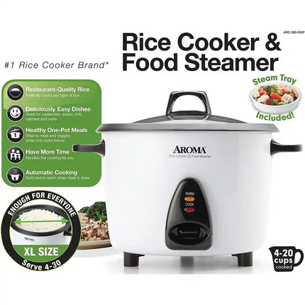 20-Cup Rice Cooker & Food Steamer Large Capacity Kitchen Appliance