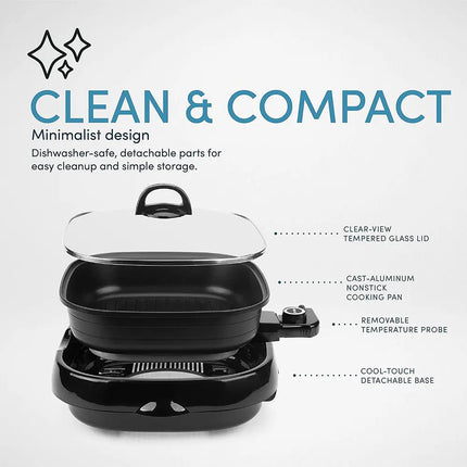 Housewares Grillet 4Qt Electric Indoor Grill 3-in-1 Portable Kitchen Grill