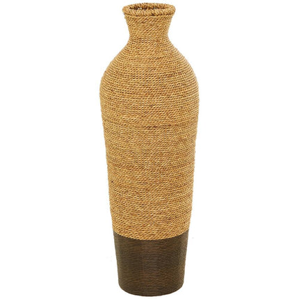 Artisan Crafted Tall Brown Seagrass Woven Floor Vase