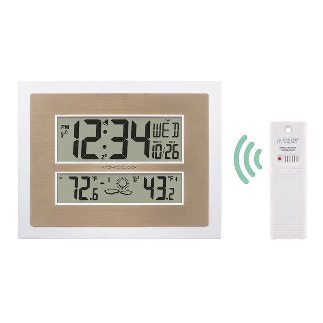 Atomic Digital Clock with Temperature & Forecast White/Champagne 512-14937