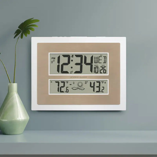 Atomic Digital Clock with Temperature & Forecast White/Champagne 512-14937