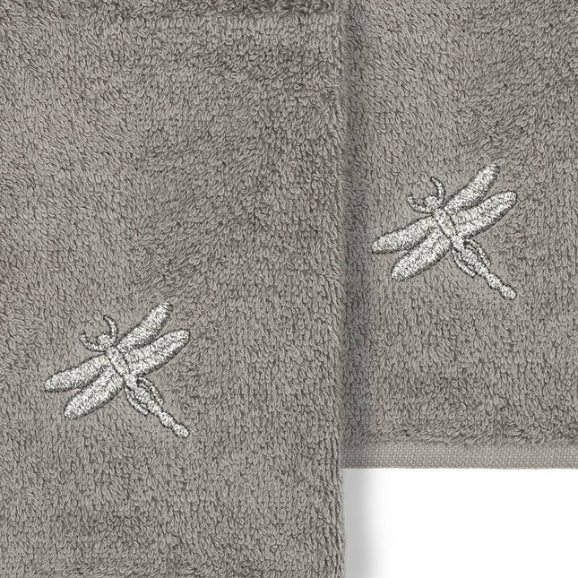 100% Turkish Cotton Braelyn 2-Piece Embellished Washcloth Set Dark Gray Soft