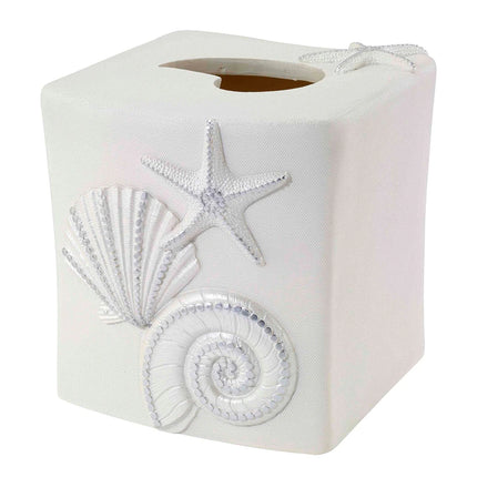 Ivory Sequin Shells Tissue Cover Decorative Bathroom Tissue Box Holder