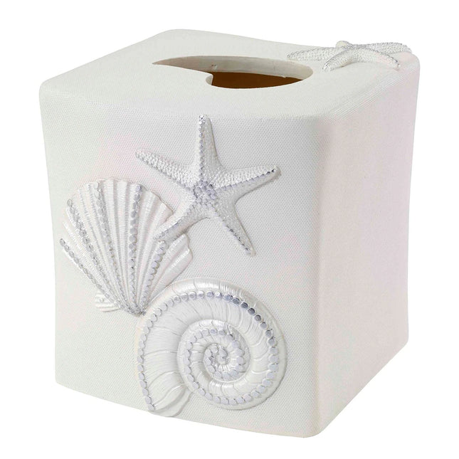 Ivory Sequin Shells Tissue Cover Decorative Bathroom Tissue Box Holder
