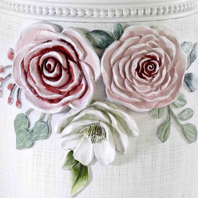 Spring Garden Decorative Wastebasket Floral Bathroom Trash Bin for Home Decor