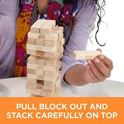 Hasbro Jenga Wooden Block Game – Family & Party Fun for Kids 6+