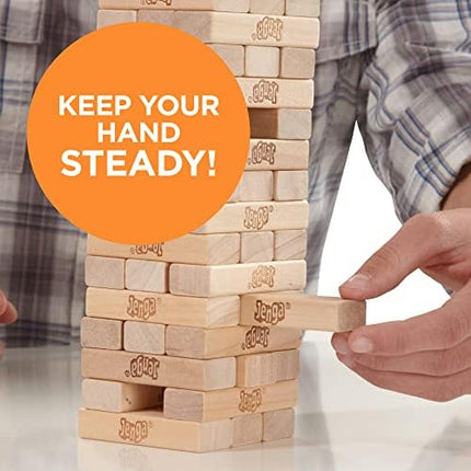 Hasbro Jenga Wooden Block Game – Family & Party Fun for Kids 6+