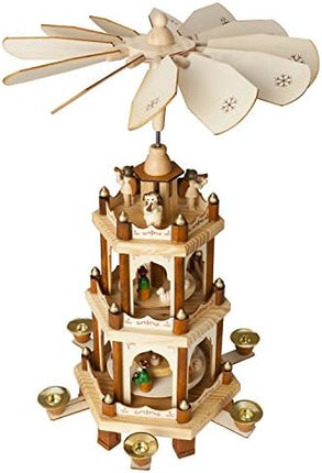 BRUBAKER Wooden Nativity Play Pyramid 18" – Classic 3-Tier Christmas Carousel