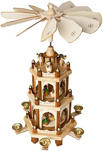 BRUBAKER Wooden Nativity Play Pyramid 18" – Classic 3-Tier Christmas Carousel