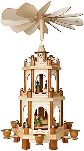 BRUBAKER Wooden Nativity Play Pyramid 18" – Classic 3-Tier Christmas Carousel