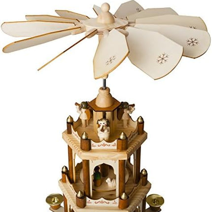 BRUBAKER Wooden Nativity Play Pyramid 18" – Classic 3-Tier Christmas Carousel
