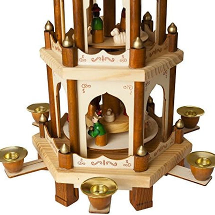 BRUBAKER Wooden Nativity Play Pyramid 18" – Classic 3-Tier Christmas Carousel