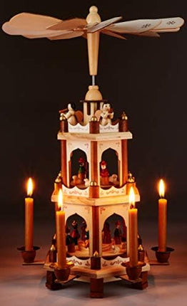 BRUBAKER Wooden Nativity Play Pyramid 18" – Classic 3-Tier Christmas Carousel