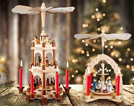 BRUBAKER Wooden Nativity Play Pyramid 18" – Classic 3-Tier Christmas Carousel
