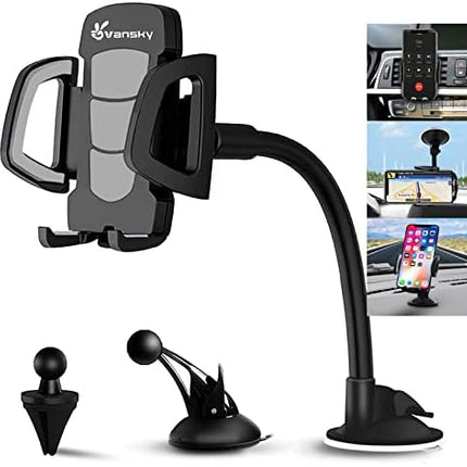 Vansky Car Phone Holder Mount, Secure 3-in-1 Fit for iPhone 17/16/15 & Samsung S24
