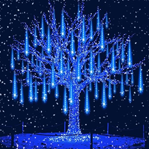 LED Meteor Shower Lights by Aukora – 8 Tubes 192 LEDs for Outdoor Holiday Decor