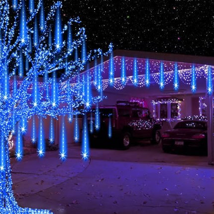 LED Meteor Shower Lights by Aukora – 8 Tubes 192 LEDs for Outdoor Holiday Decor