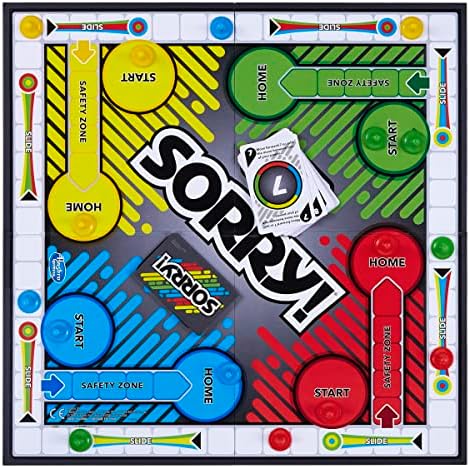 Sorry! Board Game for Kids 6+, Classic Hasbro Family Game with 4 Pawns
