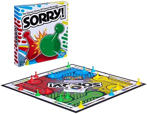 Sorry! Board Game for Kids 6+, Classic Hasbro Family Game with 4 Pawns