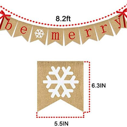 Be Merry Burlap Banner – Rustic Christmas Garland for Mantle, Fireplace & Parties
