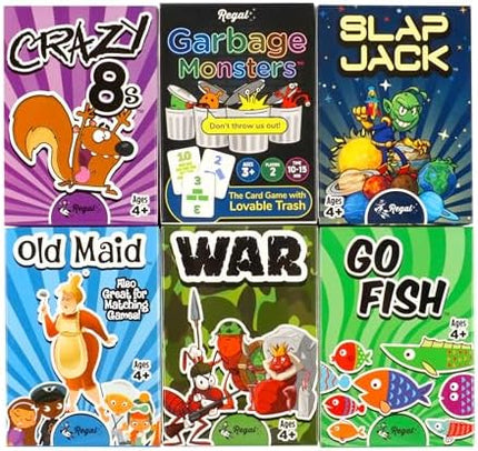 Regal Games Card Game Set – Go Fish, Crazy 8’s & More for Kids & Family