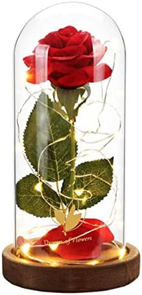 Forever Rose in Glass Dome with LED – Romantic Christmas Gift for Women