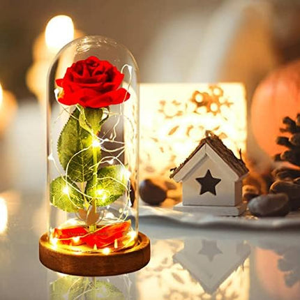 Forever Rose in Glass Dome with LED – Romantic Christmas Gift for Women