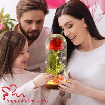 Forever Rose in Glass Dome with LED – Romantic Christmas Gift for Women