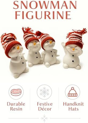 Winter Snowman Figurine Set – Gift-Boxed Christmas Decor with Knit Hats