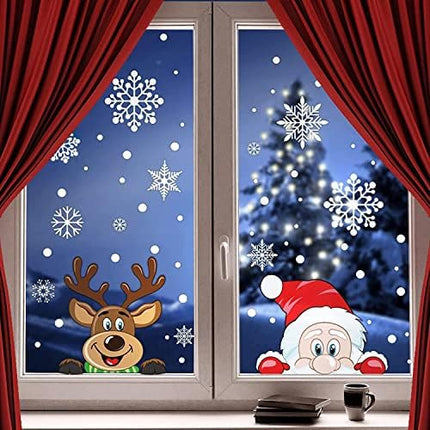 Holiday Snowflake Window Clings 300PCS – Xmas Santa & Reindeer Glass Decals