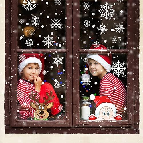 Holiday Snowflake Window Clings 300PCS – Xmas Santa & Reindeer Glass Decals