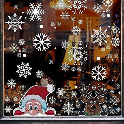 Holiday Snowflake Window Clings 300PCS – Xmas Santa & Reindeer Glass Decals