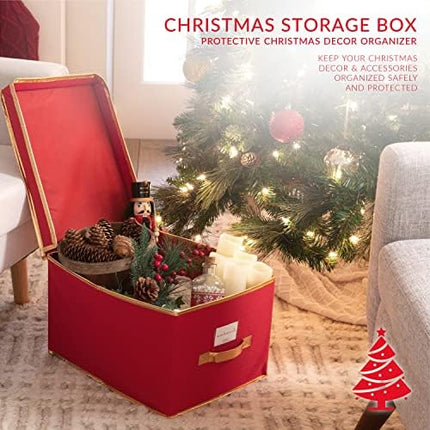 Holiday Jumbo Storage Box by Simplify – Red Collapsible Seasonal Organizer