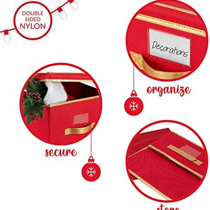 Holiday Jumbo Storage Box by Simplify – Red Collapsible Seasonal Organizer