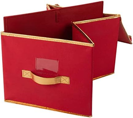Holiday Jumbo Storage Box by Simplify – Red Collapsible Seasonal Organizer