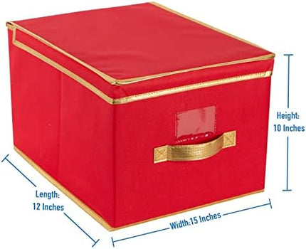 Holiday Jumbo Storage Box by Simplify – Red Collapsible Seasonal Organizer