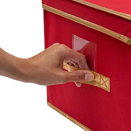 Holiday Jumbo Storage Box by Simplify – Red Collapsible Seasonal Organizer